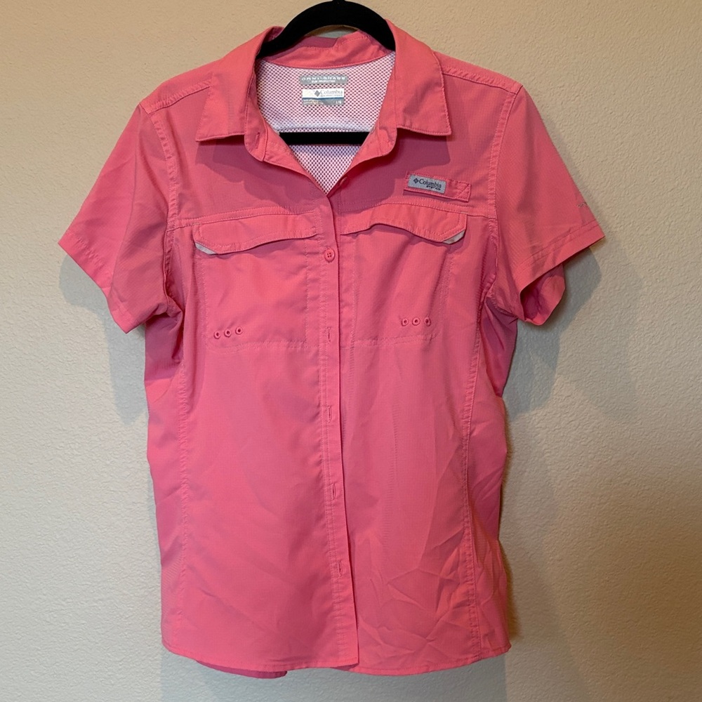 Columbia Vibrant Button-Down Outdoor Shirt Lightweight Sun Protection Fishing